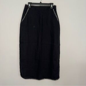 Rachel Zoe black linen skirt. Size 6. White stitch detail.